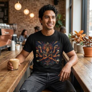 Multi-armed Coffee Goddess T-Shirt lifestyle photo