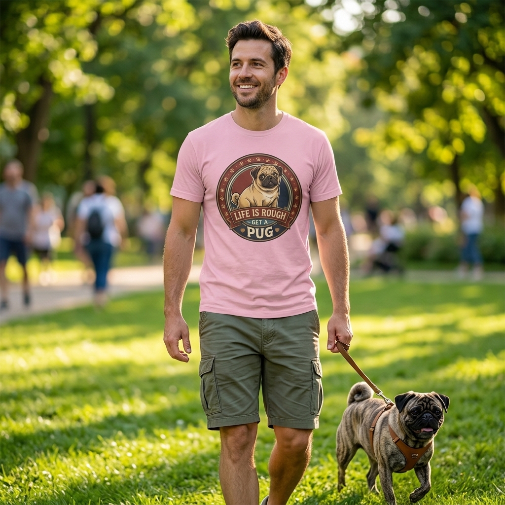 Life Is Rough Get a Pug Tee lifestyle photo