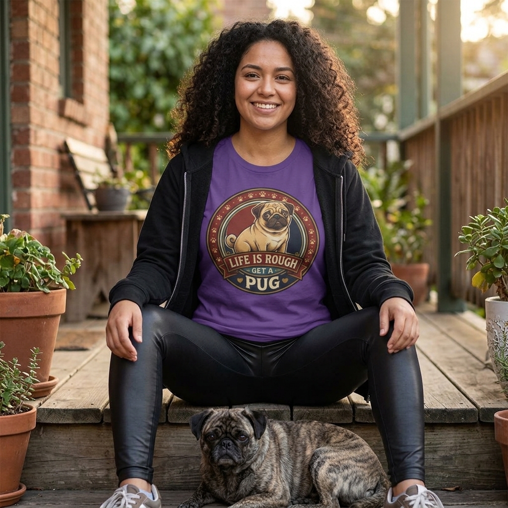 Life Is Rough Get a Pug Tee lifestyle photo