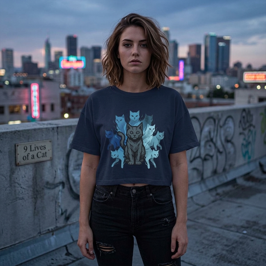 9 Lives of a Cat crop tee lifestyle photo