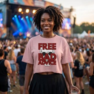 Free Bad Advice graphic Crop Tee lifestyle photo