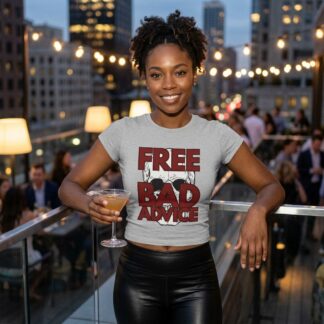 Free Bad Advice skull graphic Women's Baby Tee lifestyle photo
