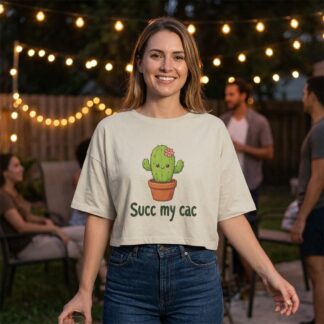 Kawaii Cactus 'Succ My Cac' Crop Tee lifestyle photo