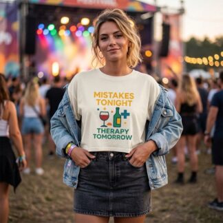 Mistakes Tonight Therapy Tomorrow Crop Tee lifestyle photo