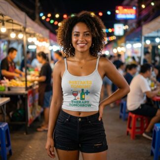 Mistakes Tonight Therapy Tomorrow Spaghetti Strap Tank Top lifestyle photo