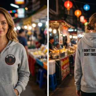 I Don’t Try To Be Sexy, Sexy Tries To Be Me Hoodie lifestyle photo