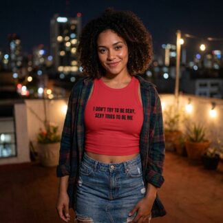 I Don't Try To Be Sexy Sexy Tries To Be Me Micro Rib Racerback Tank Top lifestyle photo