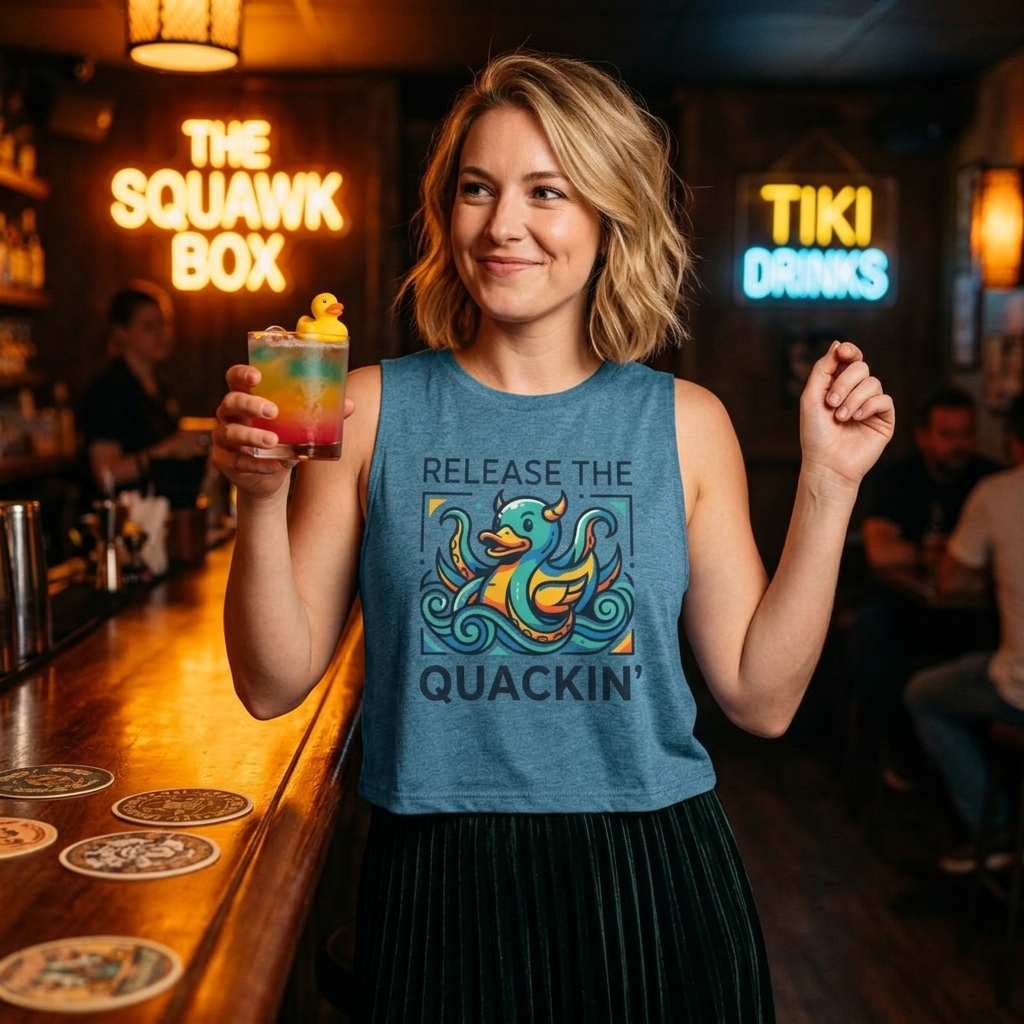 Release the Quackin' Duck Octopus Graphic Sleeveless Crop Top lifestyle photo
