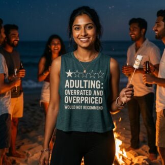 Adulting Overrated and Overpriced Graphic Sleeveless Crop Top lifestyle photo