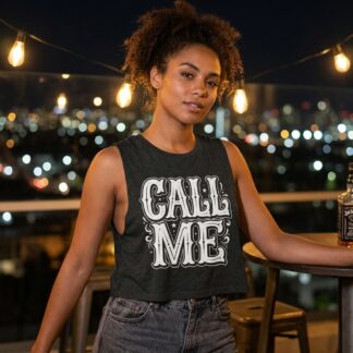 Call Me vintage western lettering Sleeveless Crop Top lifestyle photo