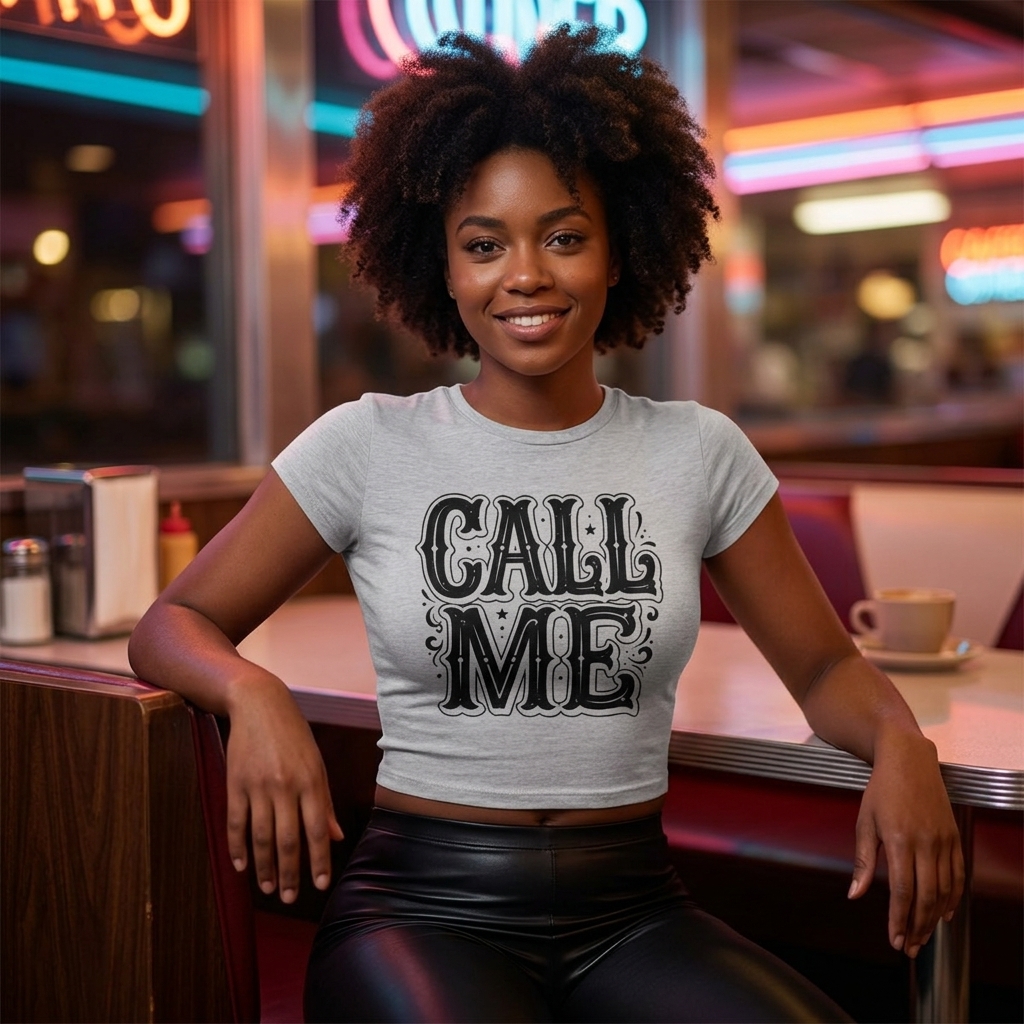 Call Me western lettering Crop Tee lifestyle photo