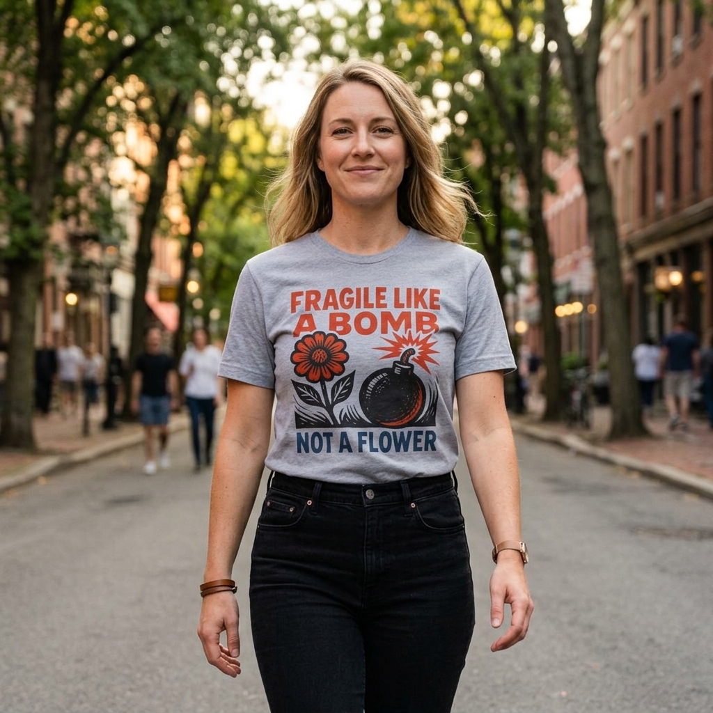 Fragile Like a Bomb Not a Flower T-Shirt | Floral Bomb Illustration