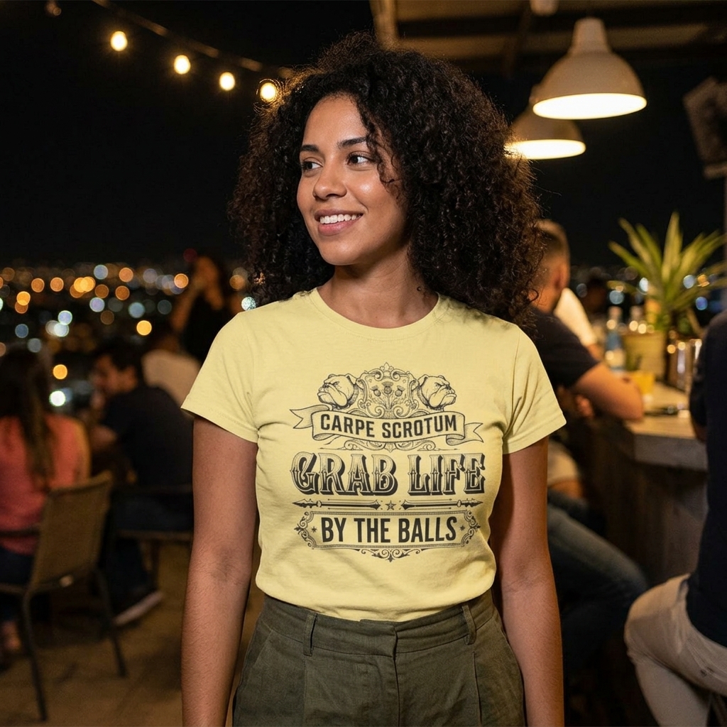 Carpe Scrotum Grab Life by the Balls T-Shirt | Funny Vintage Typography Tee
