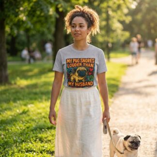 My Pug Snores Louder Than My Husband T-Shirt lifestyle photo