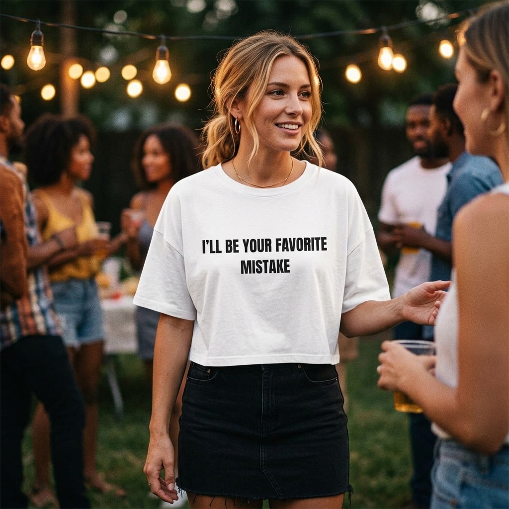 I’ll Be Your Favorite Mistake Crop Tee lifestyle photo