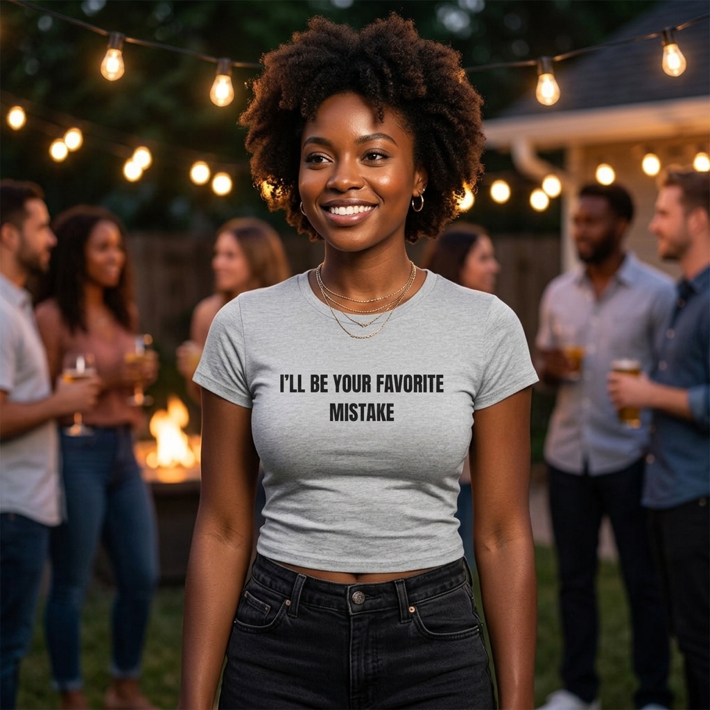I’ll Be Your Favorite Mistake Baby Tee | Funny Text Crop Top