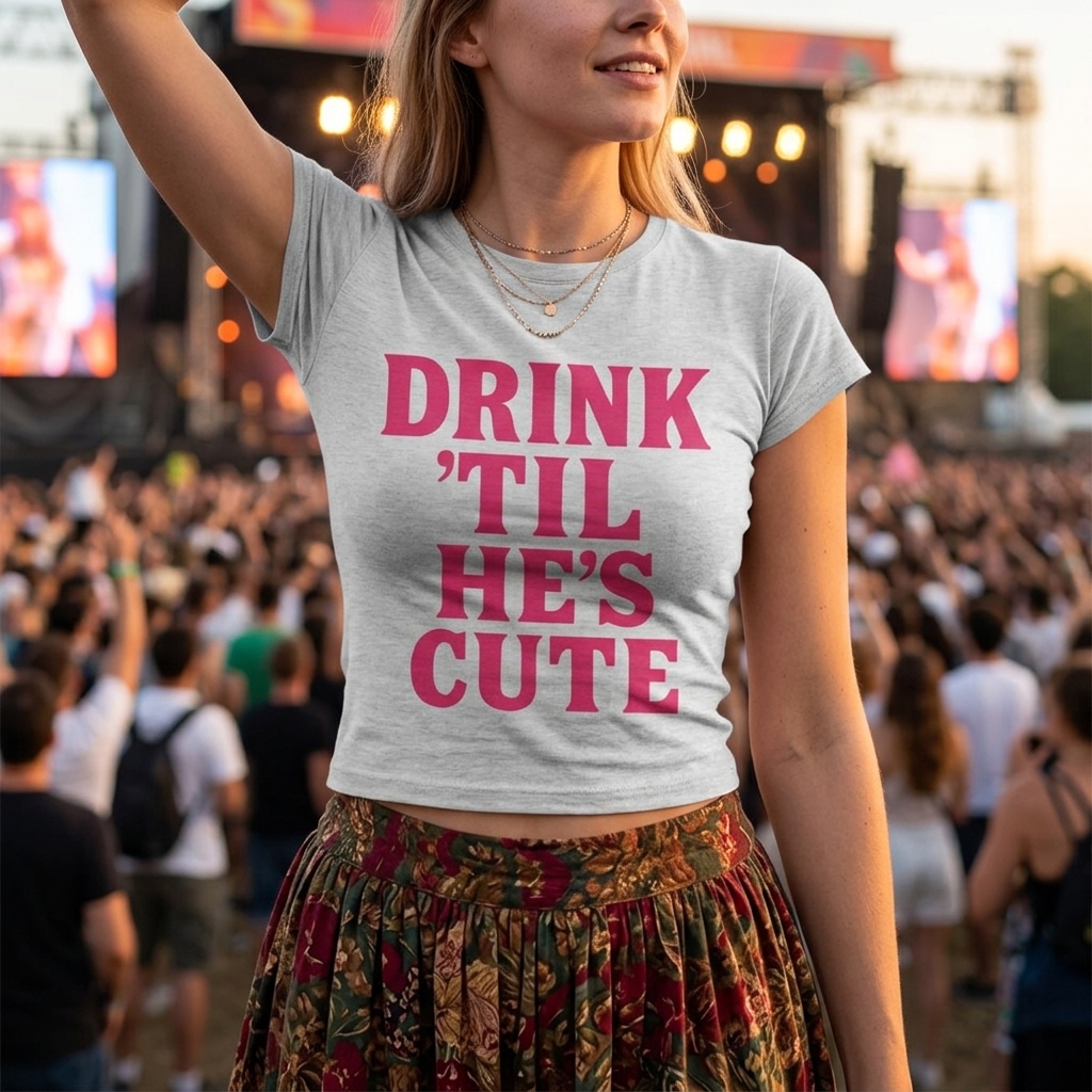 Drink 'Til He's Cute Baby Tee lifestyle photo