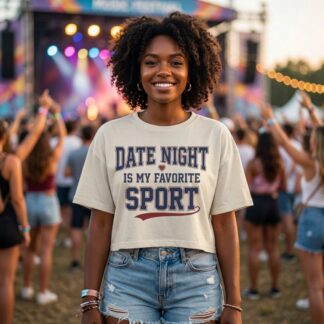 Date Night Is My Favorite Sport Crop Tee lifestyle photo