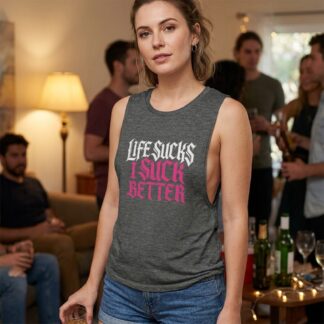 Life Sucks I Suck Better Flowy Scoop Tank Top lifestyle photo