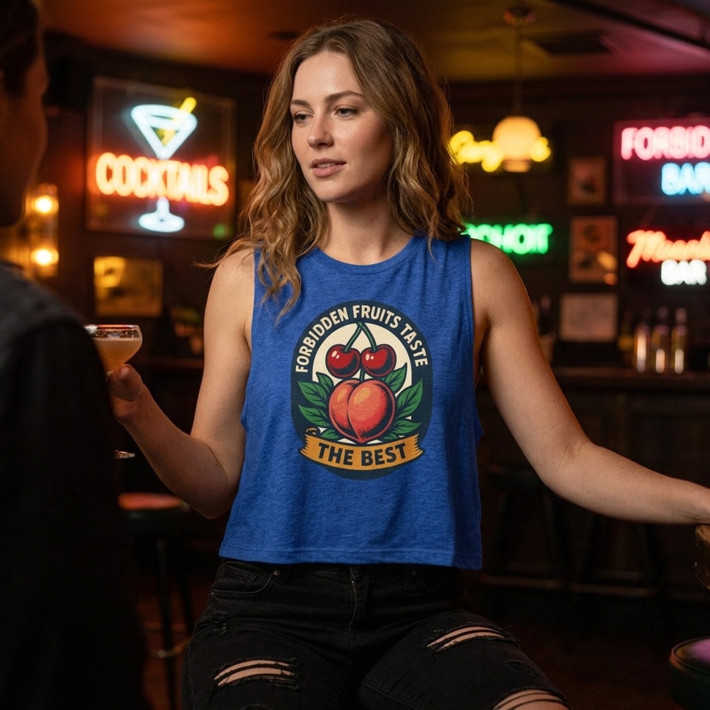 Forbidden Fruits Taste The Best sleeveless crop top lifestyle photo