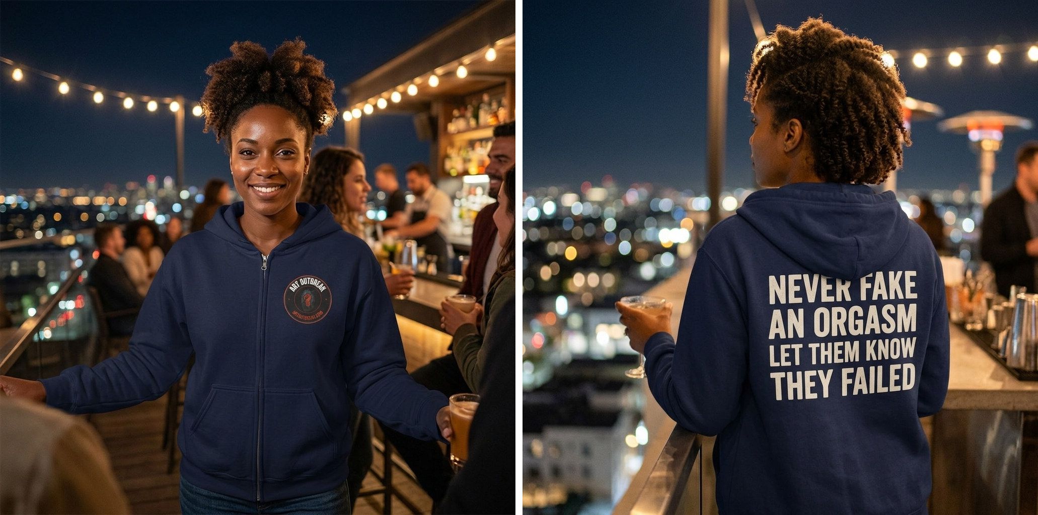 Never Fake An Orgasm hoodie lifestyle photo