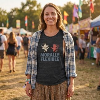 Morally Flexible angel and devil illustration flowy scoop Tank lifestyle photo