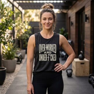 Over-Worked and Under-F*cked Flowy Scoop Muscle Tank lifestyle photo