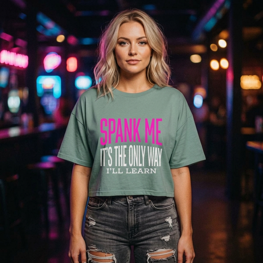 Spank Me Typography Crop Tee lifestyle photo