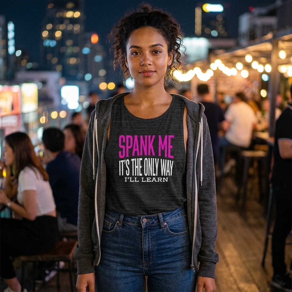 Spank Me It's The Only Way I'll Learn flowy scoop tank lifestyle photo