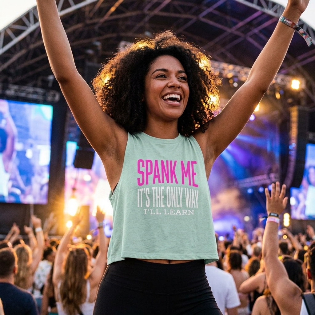 Spank Me It’s The Only Way I’ll Learn sleeveless crop top lifestyle photo