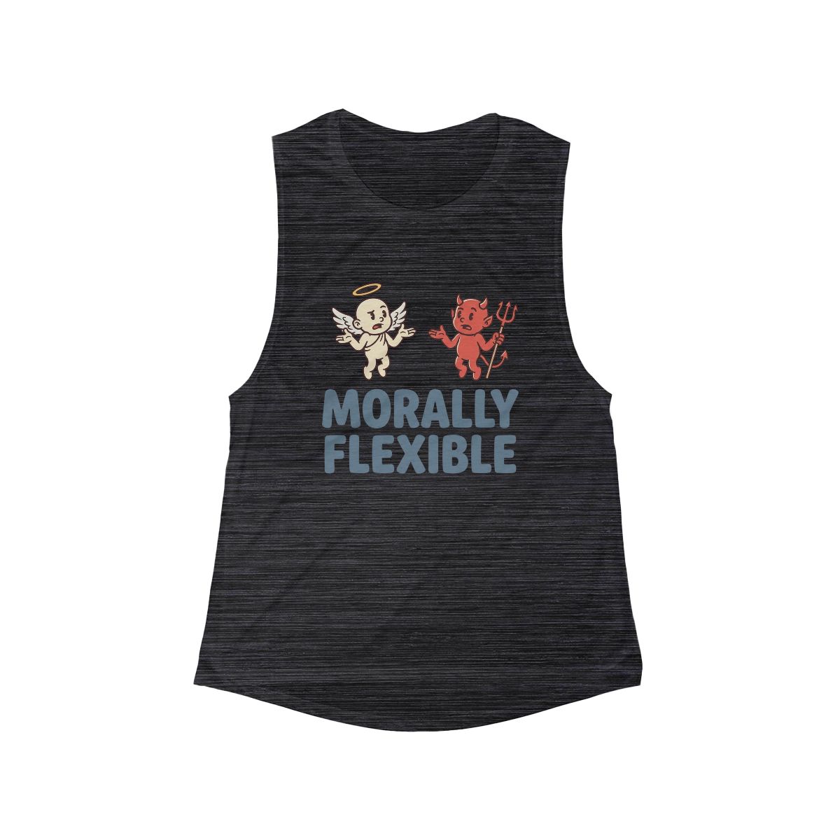 Morally Flexible angel and devil illustration flowy scoop Tank - Image 3