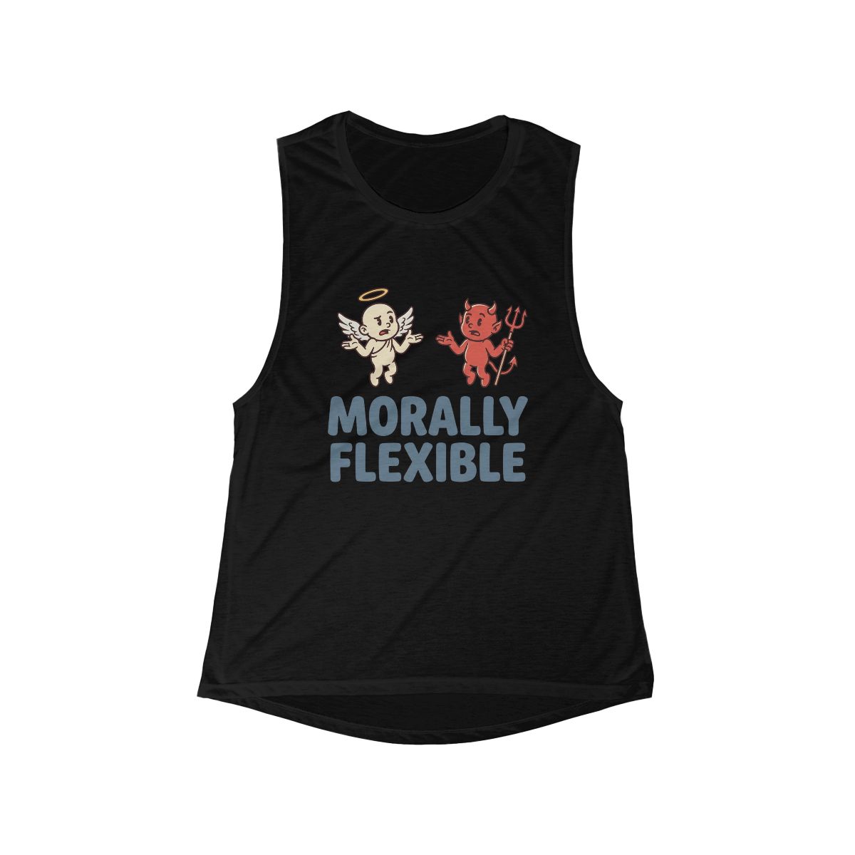 Morally Flexible angel and devil illustration flowy scoop Tank - Image 2
