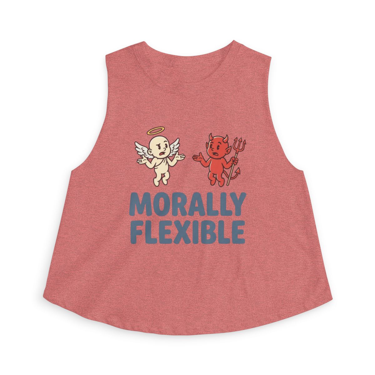 Morally Flexible Angel and Devil Illustration Sleeveless Crop Top | Cute Satire - Image 3