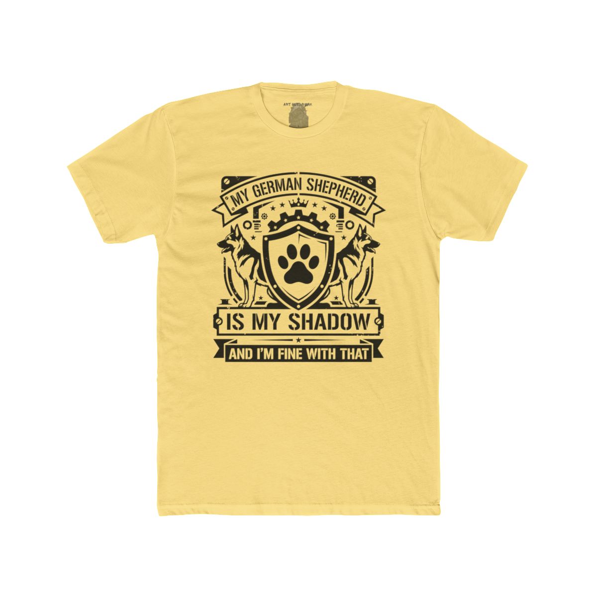 My German Shepherd Is My Shadow T-Shirt | Paw Print Crest Dog Lover Tee - Image 3