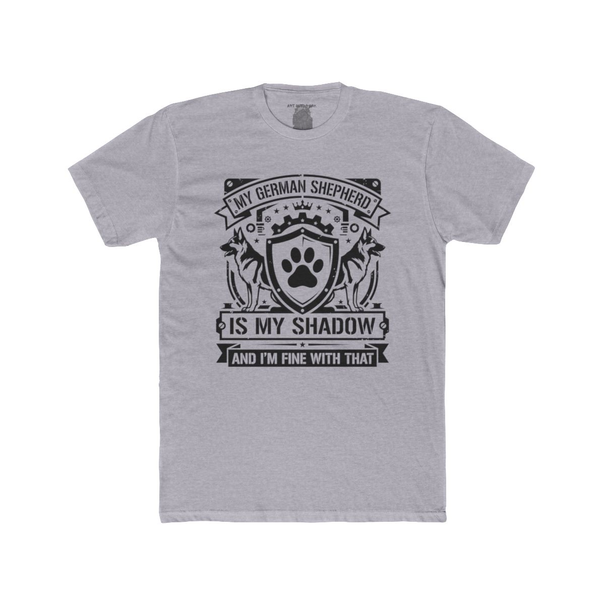 My German Shepherd Is My Shadow T-Shirt | Paw Print Crest Dog Lover Tee