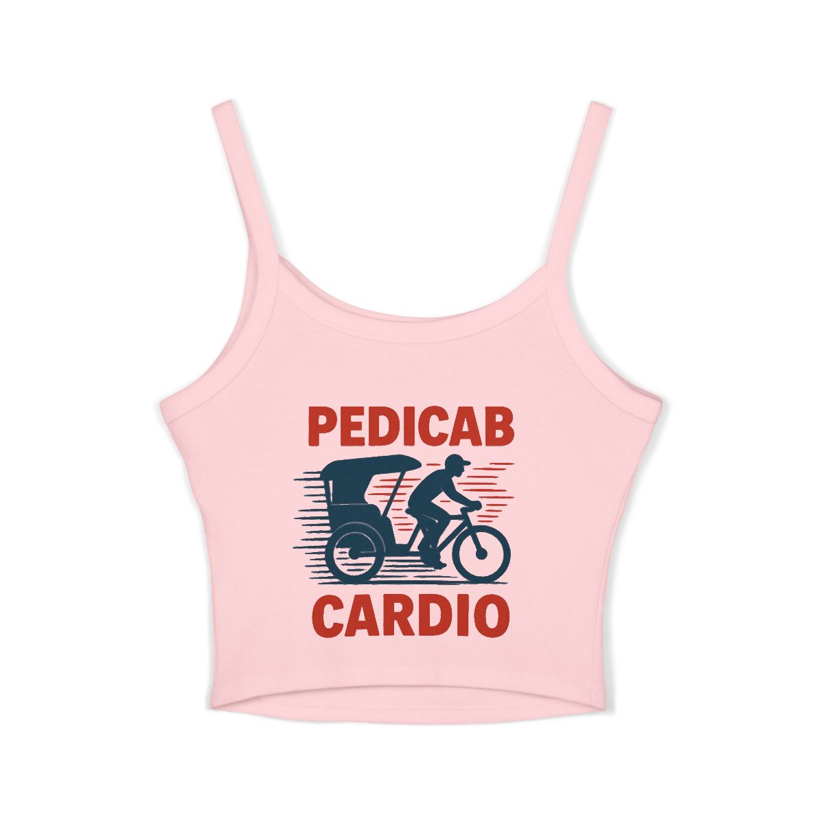 Pedicab Cardio Spaghetti Strap Tank Top | Rickshaw Cycling Fitness Design - Image 4