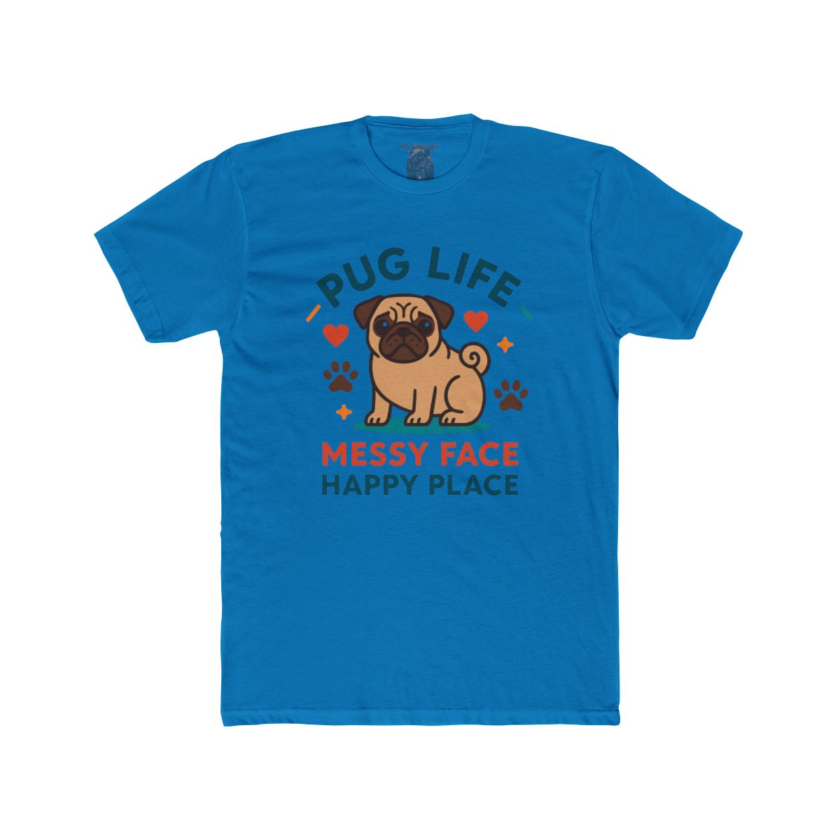 Pug Messy Face Happy Place T-Shirt | Pug Dog Graphic Tee - Image 12