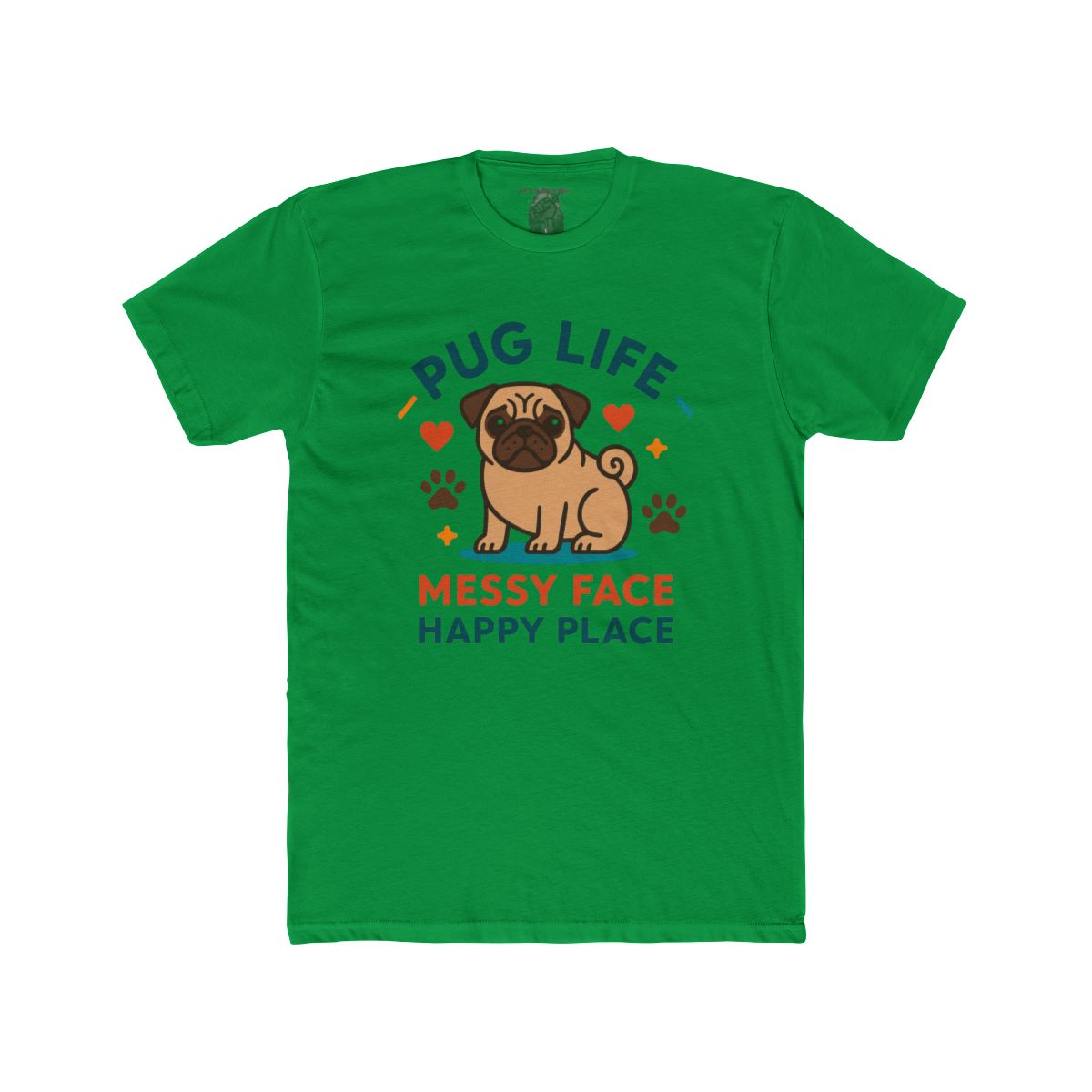 Pug Messy Face Happy Place T-Shirt | Pug Dog Graphic Tee - Image 6