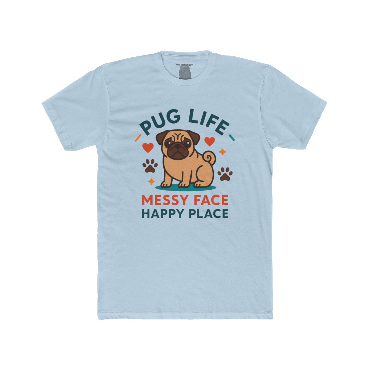 Pug Messy Face Happy Place T-Shirt | Pug Dog Graphic Tee - Image 7