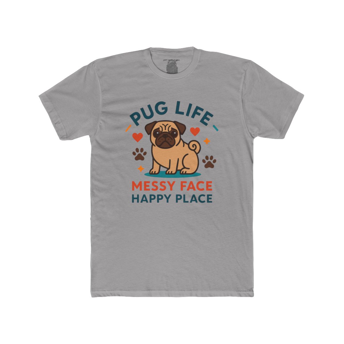 Pug Messy Face Happy Place T-Shirt | Pug Dog Graphic Tee - Image 8
