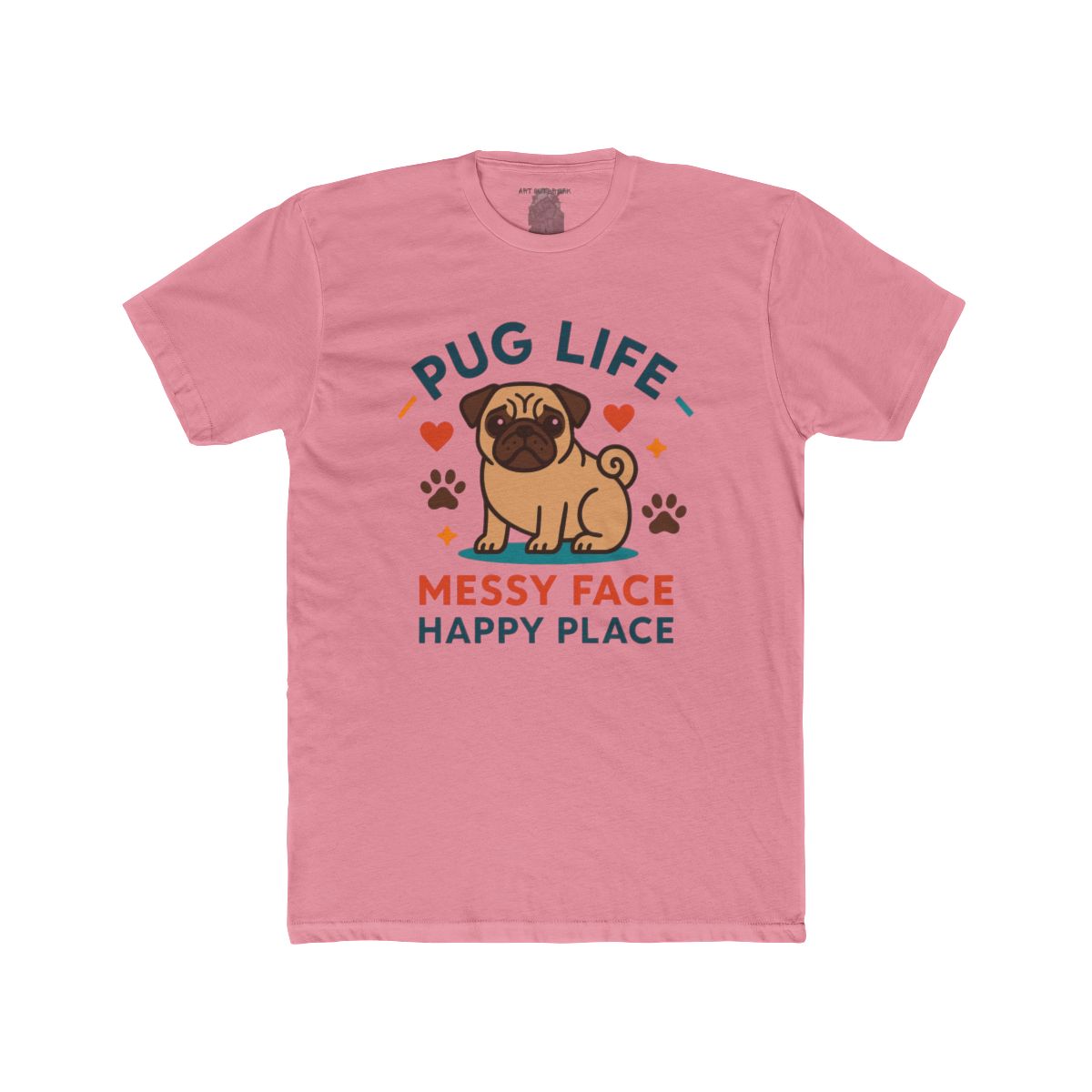 Pug Messy Face Happy Place T-Shirt | Pug Dog Graphic Tee - Image 9