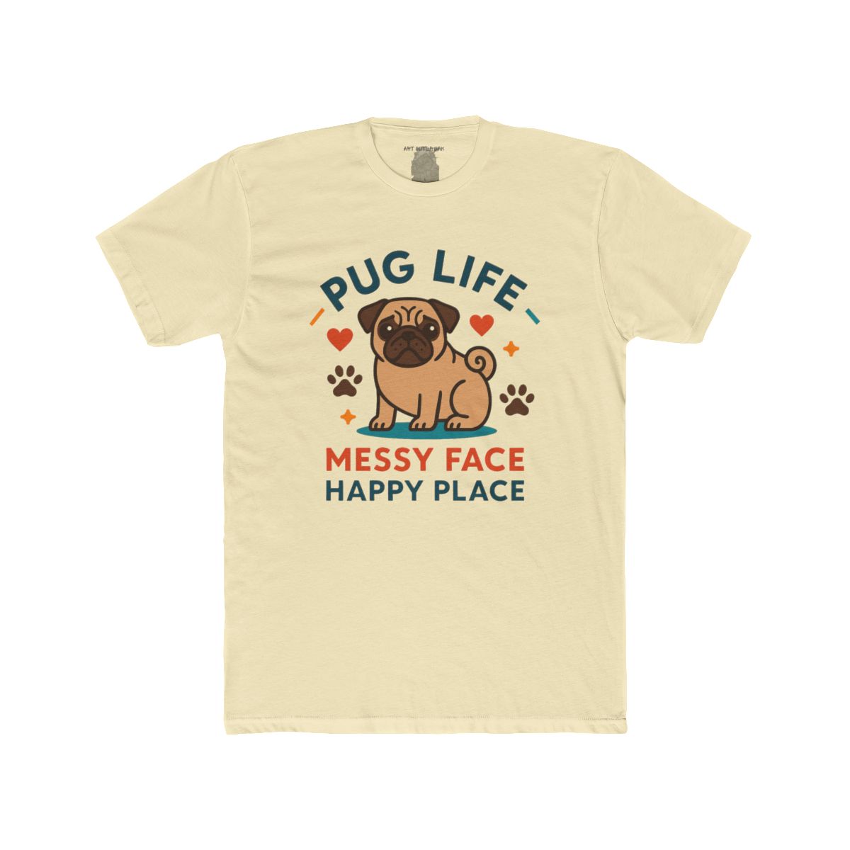 Pug Messy Face Happy Place T-Shirt | Pug Dog Graphic Tee - Image 10