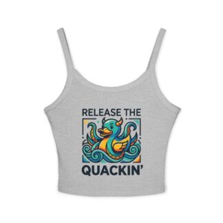 Release the Quackin' Duck Illustration Spaghetti Strap Crop Tank Top | Cute Duck Graphic