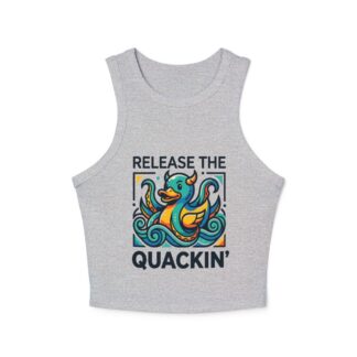 Release the Quackin' Duck Micro Rib Racerback Tank Top | Cute Rubber Duck Illustration