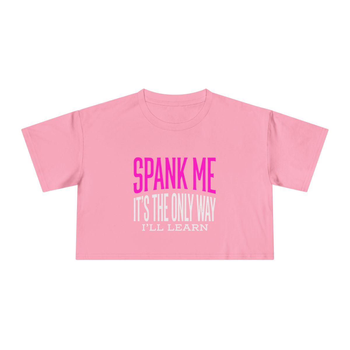 Spank Me Typography Crop Tee | Bold Pink & White Statement Shirt - Image 3