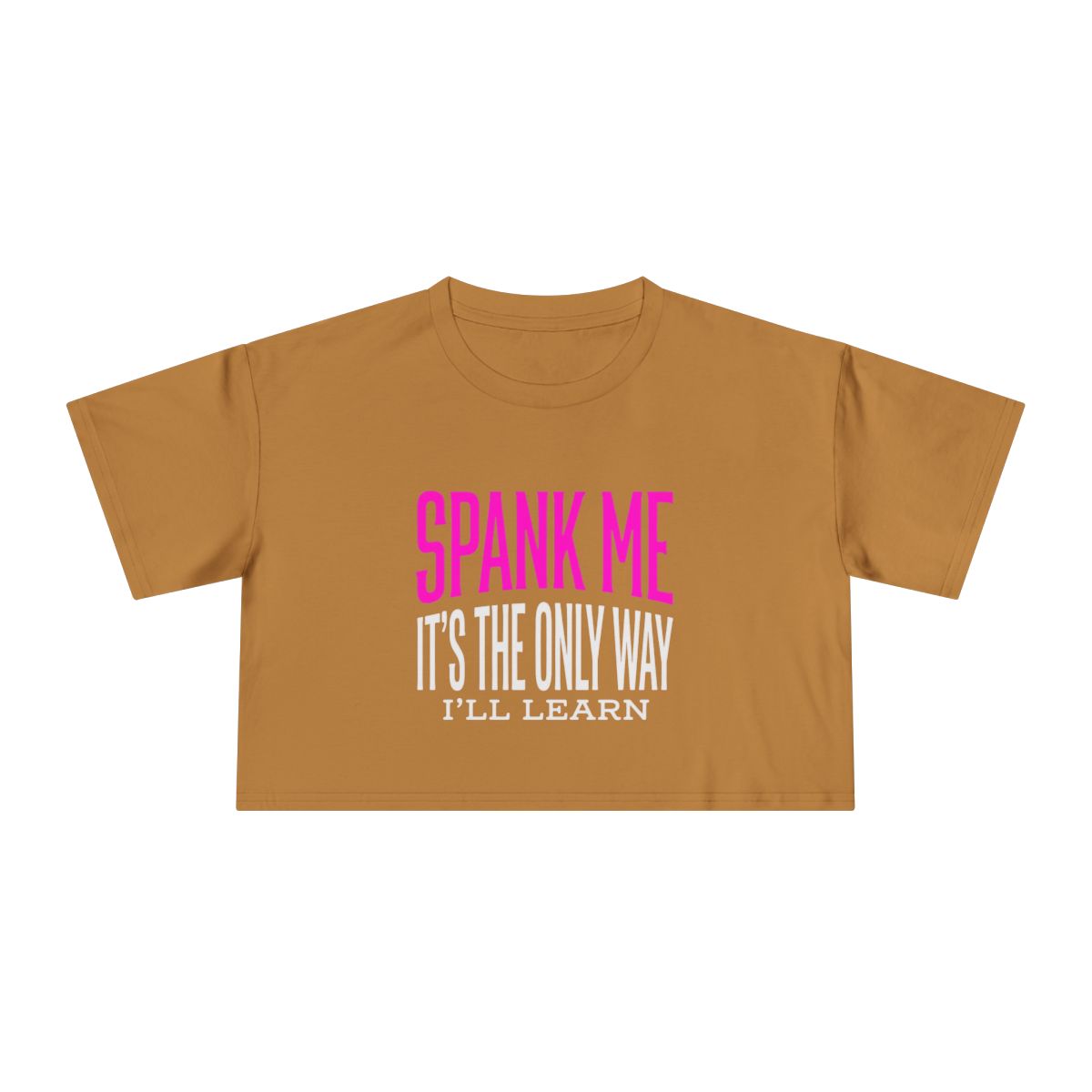 Spank Me Typography Crop Tee | Bold Pink & White Statement Shirt - Image 4