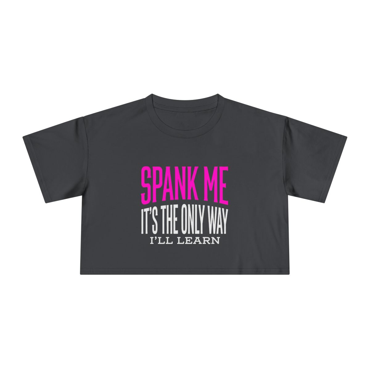 Spank Me Typography Crop Tee | Bold Pink & White Statement Shirt - Image 5