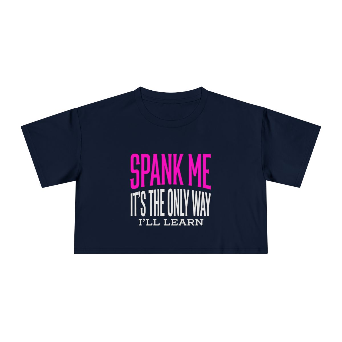 Spank Me Typography Crop Tee | Bold Pink & White Statement Shirt - Image 7