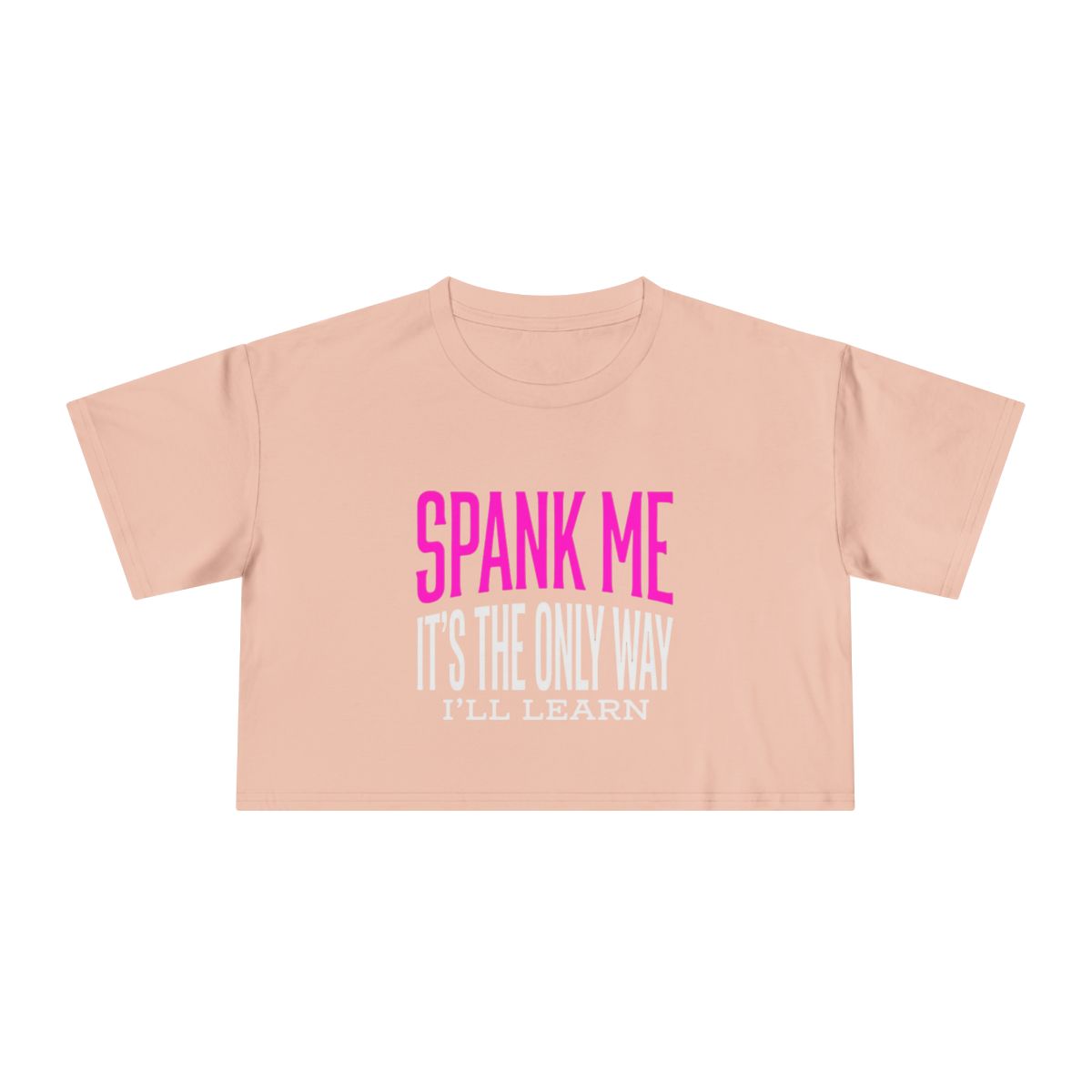 Spank Me Typography Crop Tee | Bold Pink & White Statement Shirt - Image 8