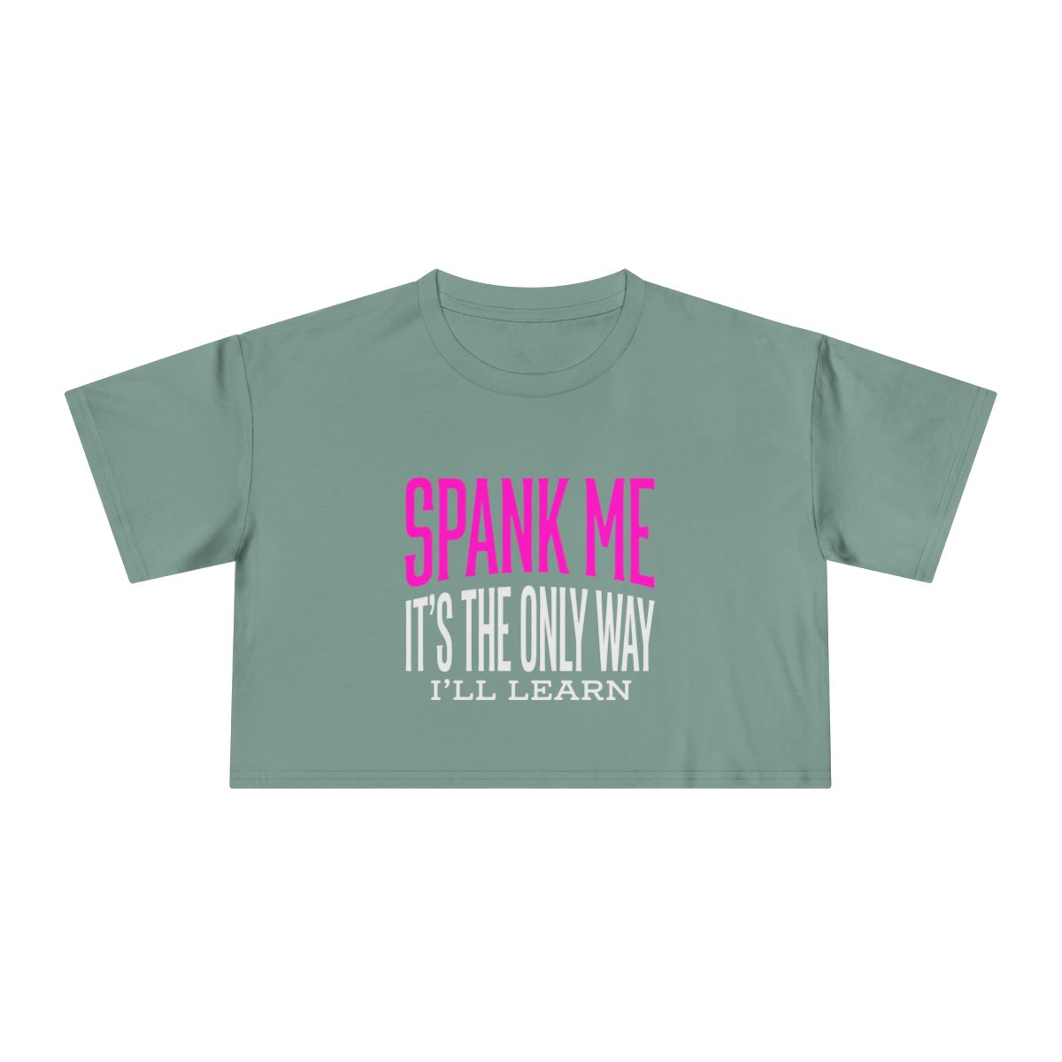 Spank Me Typography Crop Tee | Bold Pink & White Statement Shirt - Image 9
